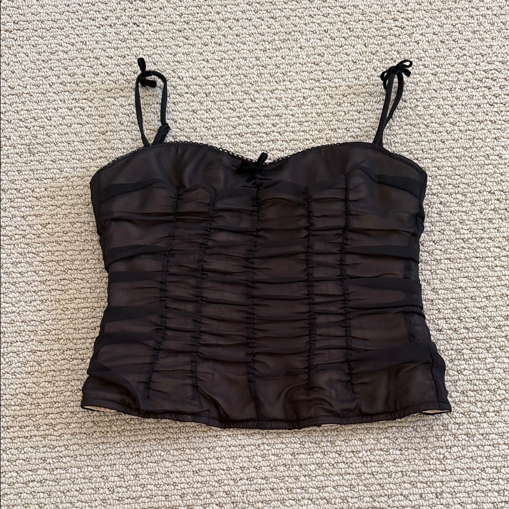 With Jean Black Ruched Camisole